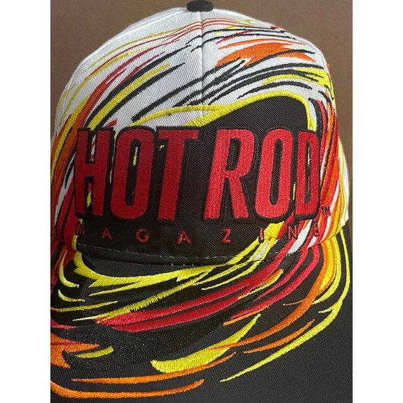 Vintage 90s Hot Rod Magazine All Over Car Racing Snapback Hat Cap - Picture 2 of 8
